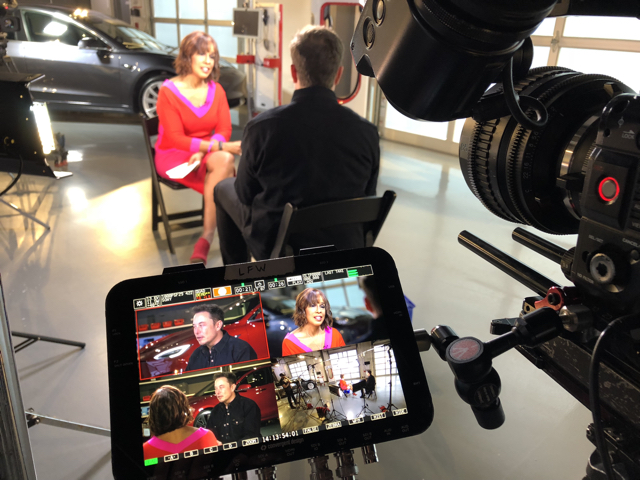 4 cam interview with Gayle King and Elon Musk for CBS This Morning.